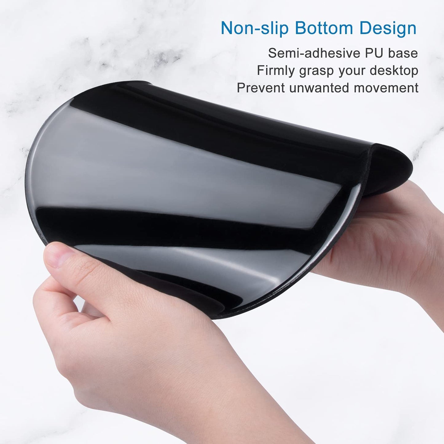 Ergonomic Mouse Pad with Gel Wrist Rest Support Gaming Small Wrist Rest Smooth Surface Non-Slip PU Base Comfortable Office Supplies Pain Relief, 8.7 X 7.2 Inches, Black